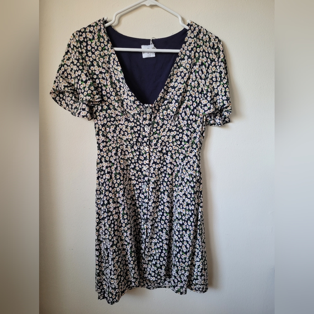 Princess Polly navy daisy mini dress Size 4